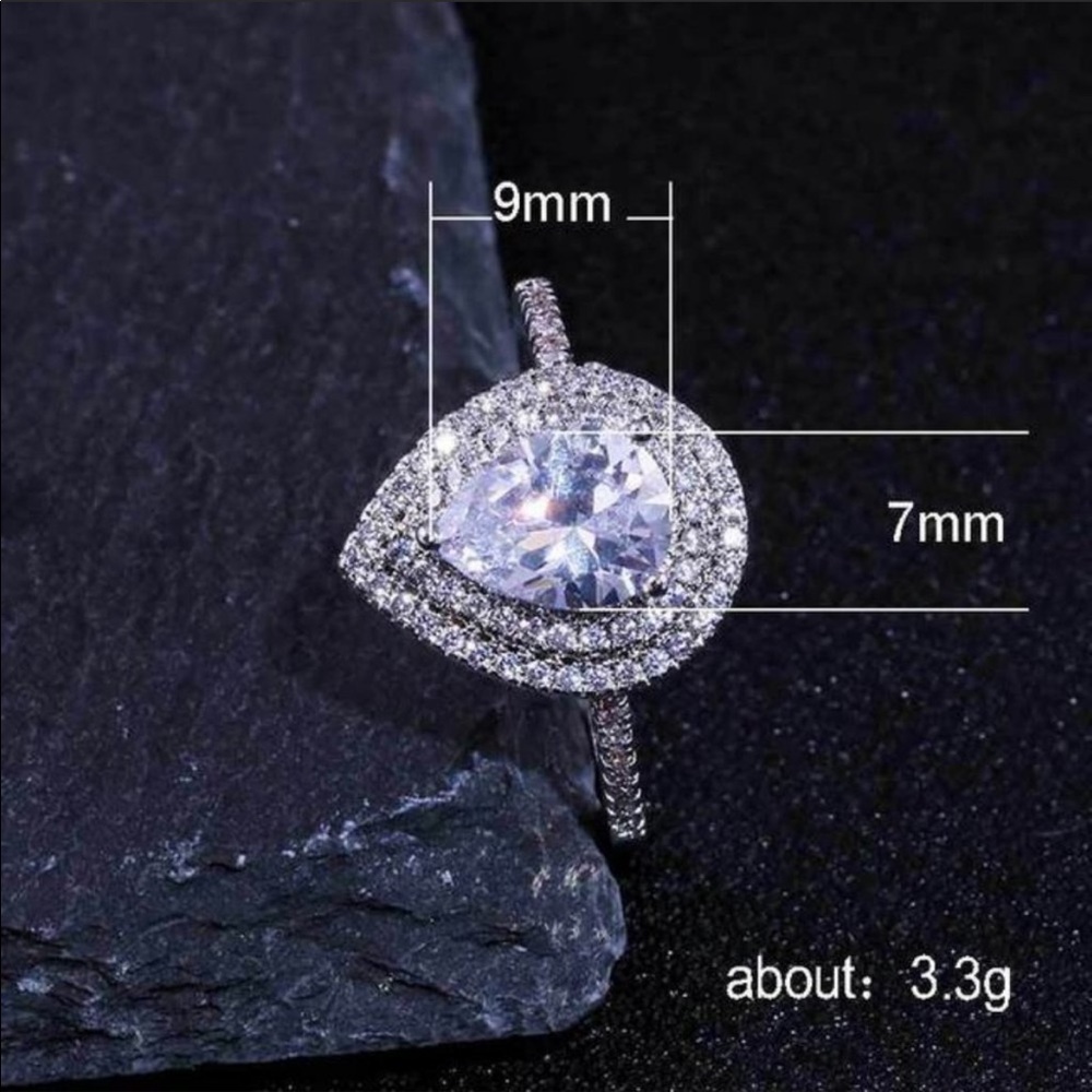 NEW Pear Cut Diamond 💎 925 Sterling Silver Ring - Picture 5 of 7